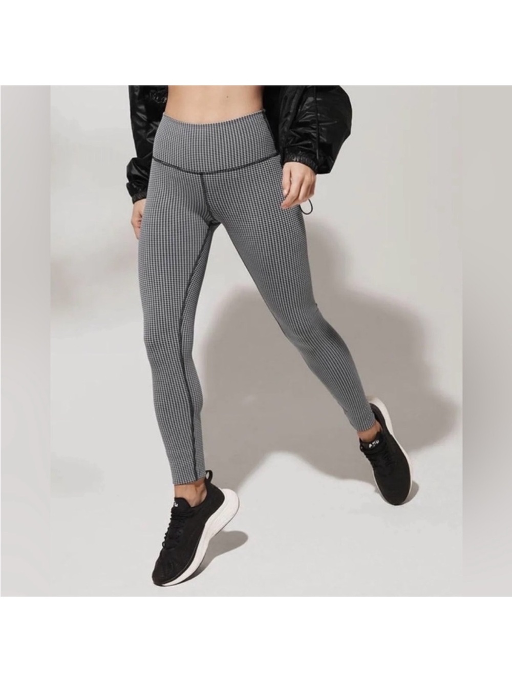 ALO Yoga Houndstooth High Waist Leggings Black White Stretch Yoga Pants Small